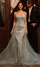 Ladivine CB158 - Strapless Rhinestone Embellished Prom Gown