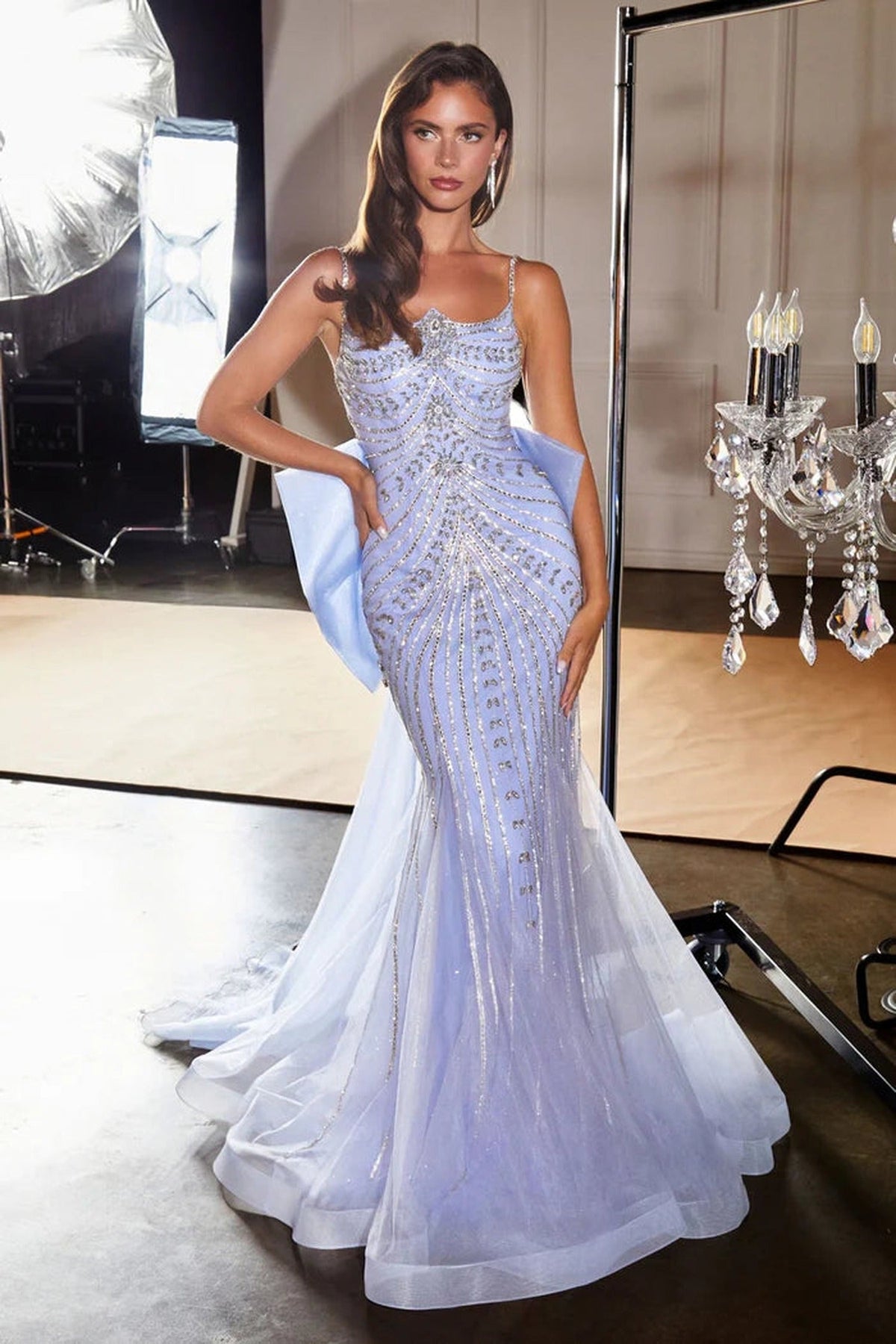 Ladivine CB167 - Beaded Modified Scoop Neck Mermaid Gown