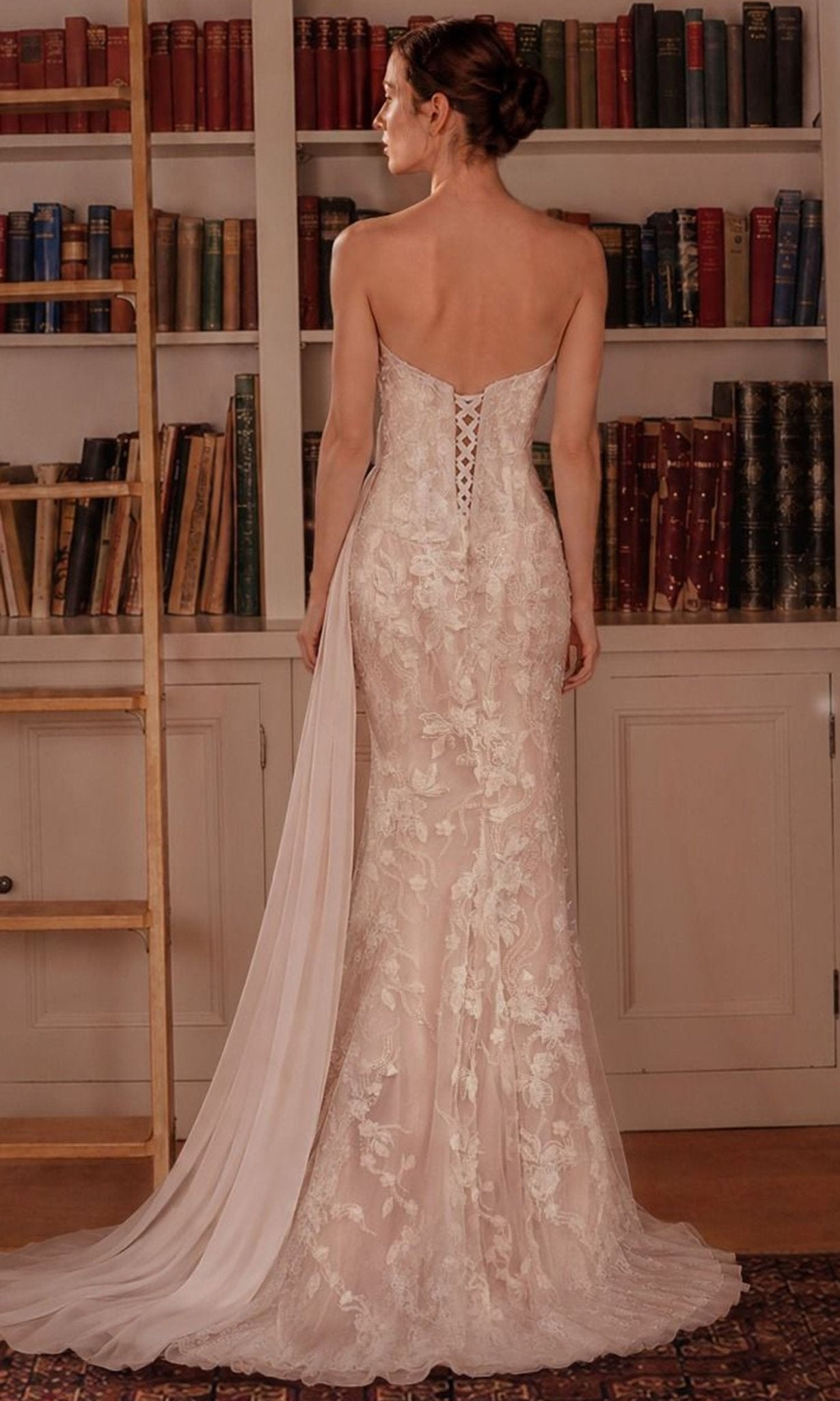 Ladivine CB168W Floral Applique Bridal Dress - Silhouette Dresses