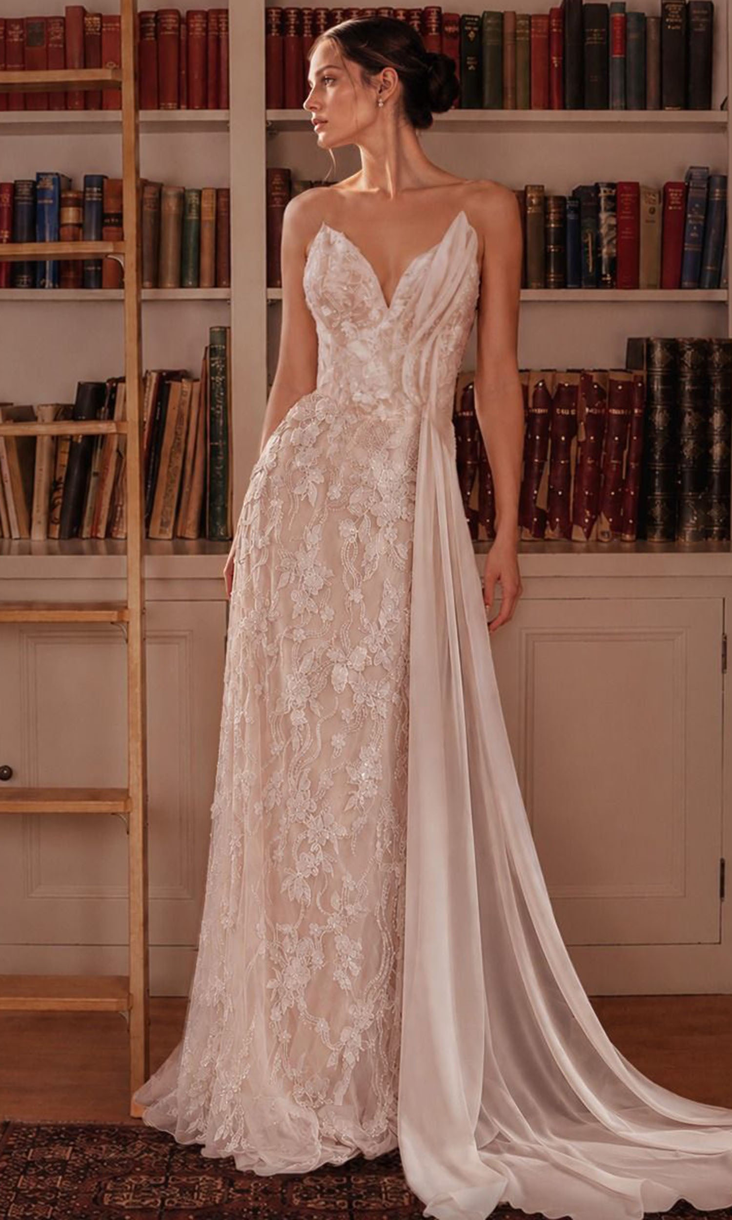 Ladivine CB168W Floral Applique Bridal Dress