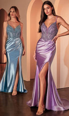 Ladivine CC0238 - Draped High Slit Evening Dress