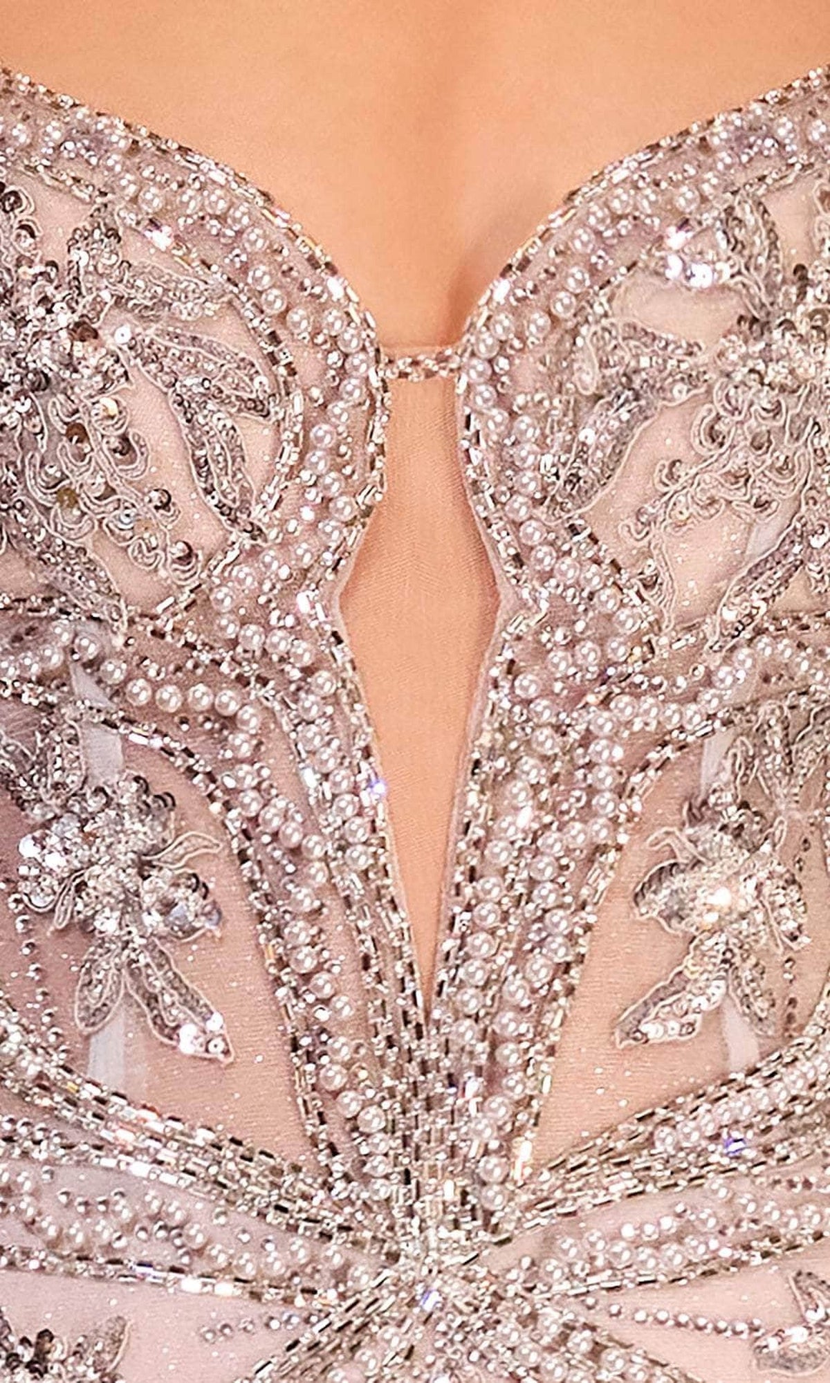 Ladivine CC0240 - Pearl-Embellished Mermaid Prom Gown