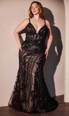 Ladivine CC0389C - Beaded V-Neck Evening Gown