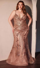 Ladivine CC0389C - Beaded V-Neck Evening Gown