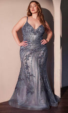 Ladivine CC0389C - Beaded V-Neck Evening Gown