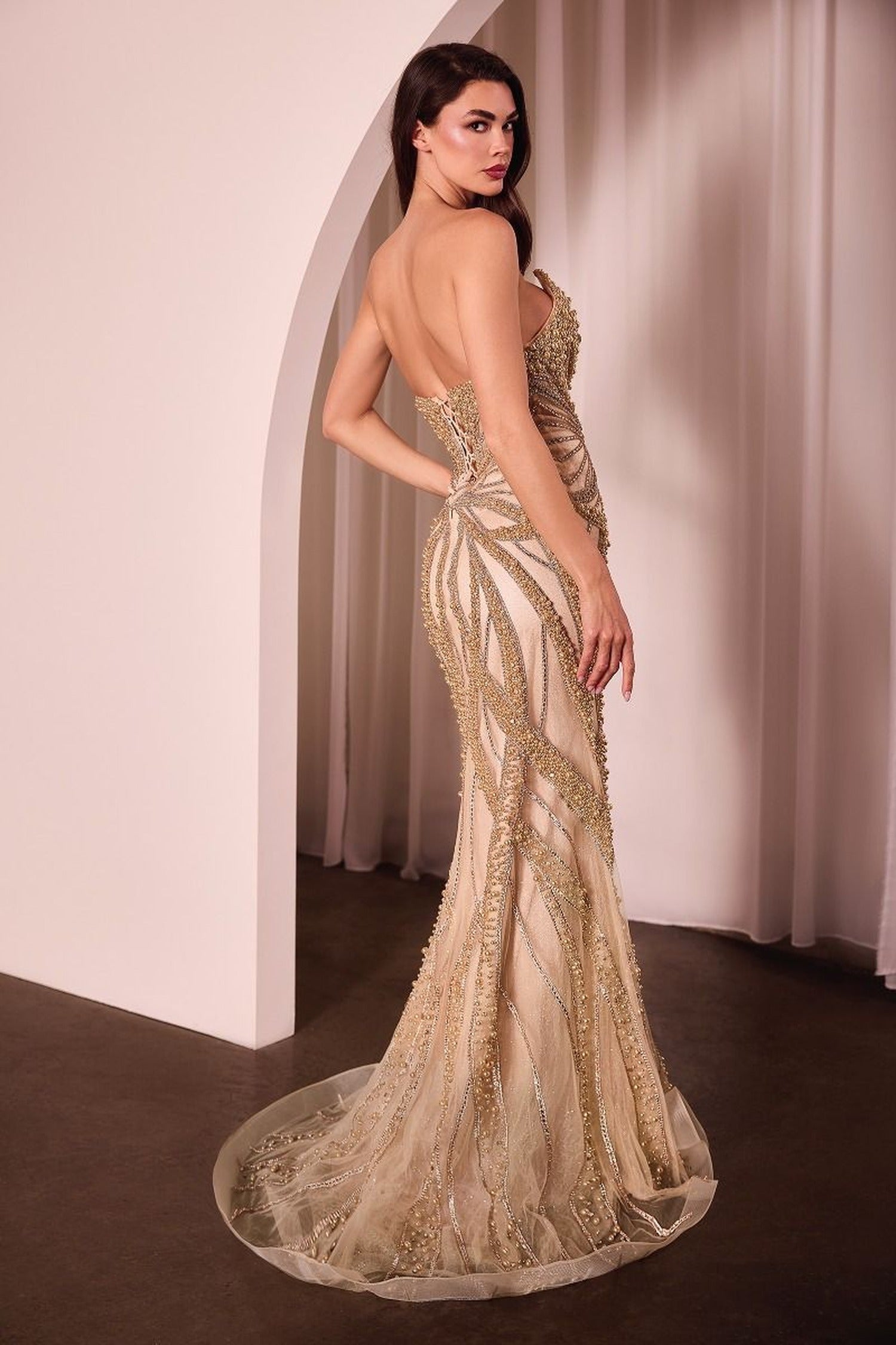 Ladivine CC0688 - Strapless Beaded Long Gown