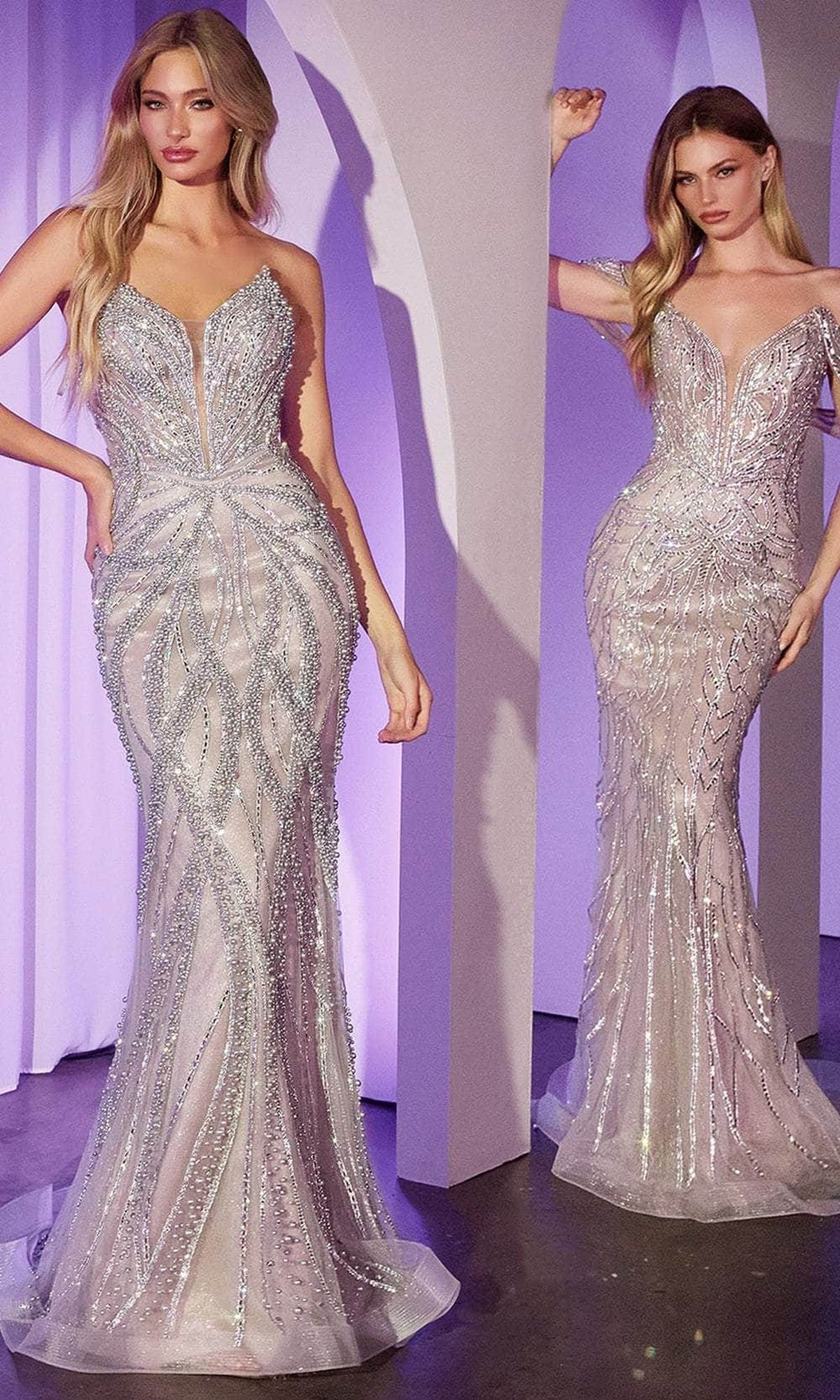 Ladivine CC0689 - Embellished Lace Up Evening Dress