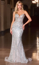 Ladivine CC0801 - Strapless Beaded Gown with Lace-Up Back