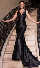 Ladivine CC2346 - Glittered Plunging V-Neck Prom Gown