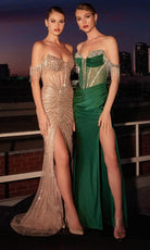 Ladivine CC324 - Off-Shoulder Fringe Evening Dress