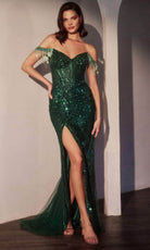 Ladivine CC324 - Off-Shoulder Fringe Evening Dress