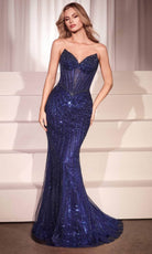 Ladivine CC398 - Strapless Sequin Evening Dress