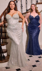 Ladivine CC398C - Fully Beaded Mesh Corset Evening Gown