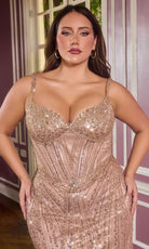 Ladivine CC398C - Fully Beaded Mesh Corset Evening Gown