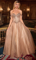 Ladivine CC471 - Beaded Top Off-Shoulder Evening Gown