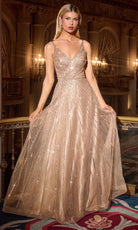 Ladivine CC474 - V-Back Beaded Ornate Long Evening Gown