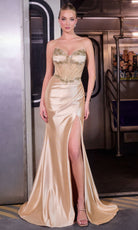 Ladivine CC490 - Illusion Bodice Beaded Lace Evening Gown