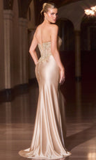Ladivine CC491 - Crystal Embroidered Satin Strapless Gown