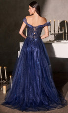 Ladivine CC493 - Off Shoulder Beaded Tulle Evening Gown