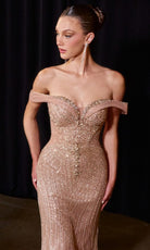 Ladivine CC496 - Off Shoulder Intricate Beaded Evening Gown