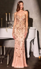 Ladivine CC8271 - Beaded Lace Strapless Tulle Prom Gown
