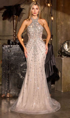 Ladivine CC8281 - Fully Beaded High Halter Evening Gown