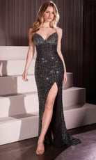 Ladivine CC8918 - Embellished Sweetheart Neck Prom Gown