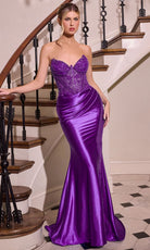 Ladivine CC9031 - Floral Applique Sweetheart Sheath Gown