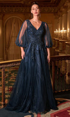 Ladivine CD0101 - Beaded Applique Tulle A-Line Gown