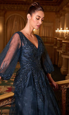 Ladivine CD0101 - Beaded Applique Tulle A-Line Gown