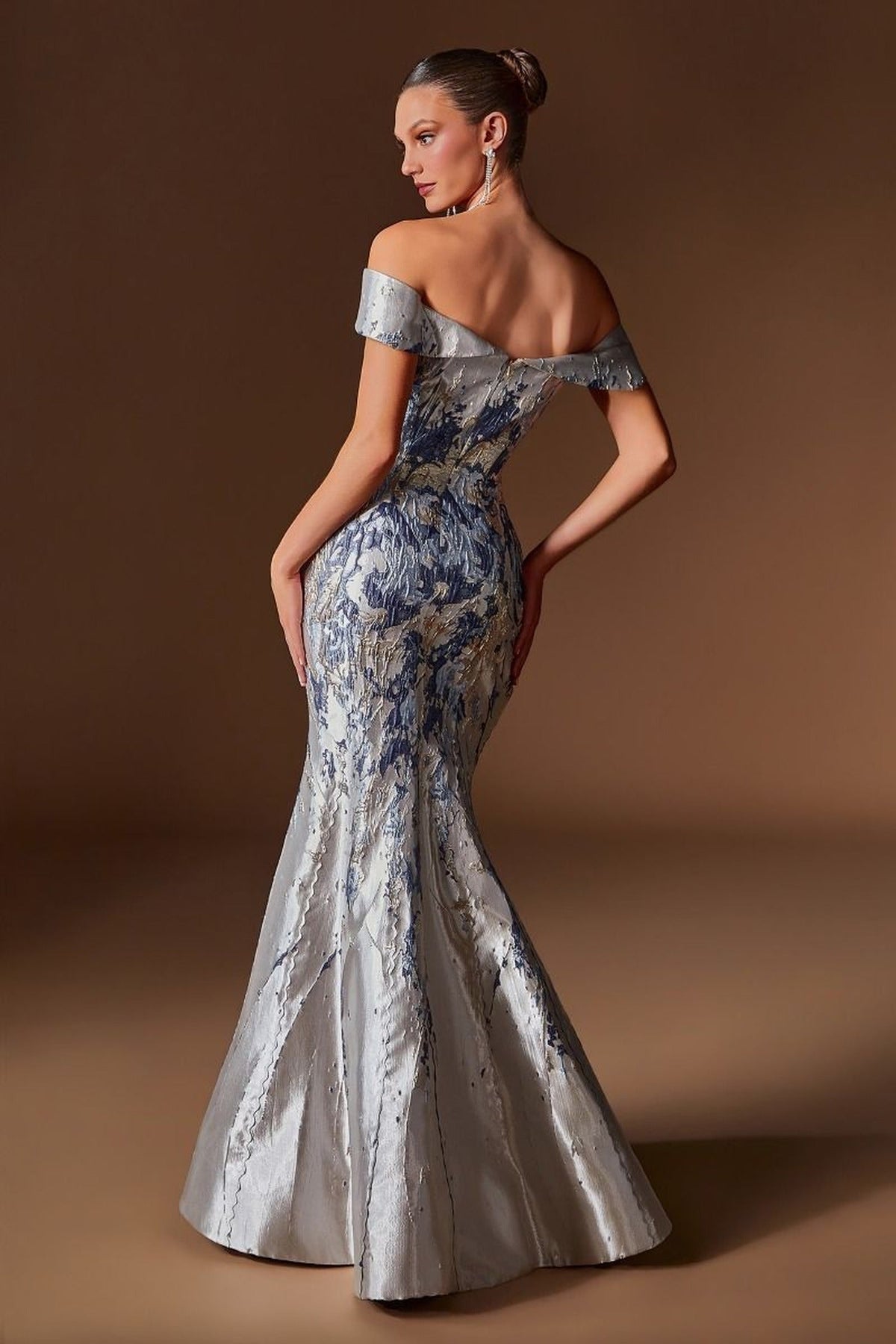Ladivine CD0107 - Mermaid Metallic Jacquard Formal Dress