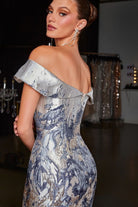Ladivine CD0107 - Mermaid Metallic Jacquard Formal Dress