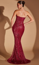 Ladivine CD0108 Strapless Beaded Sequin Dress