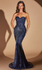 Ladivine CD0108 Strapless Beaded Sequin Dress
