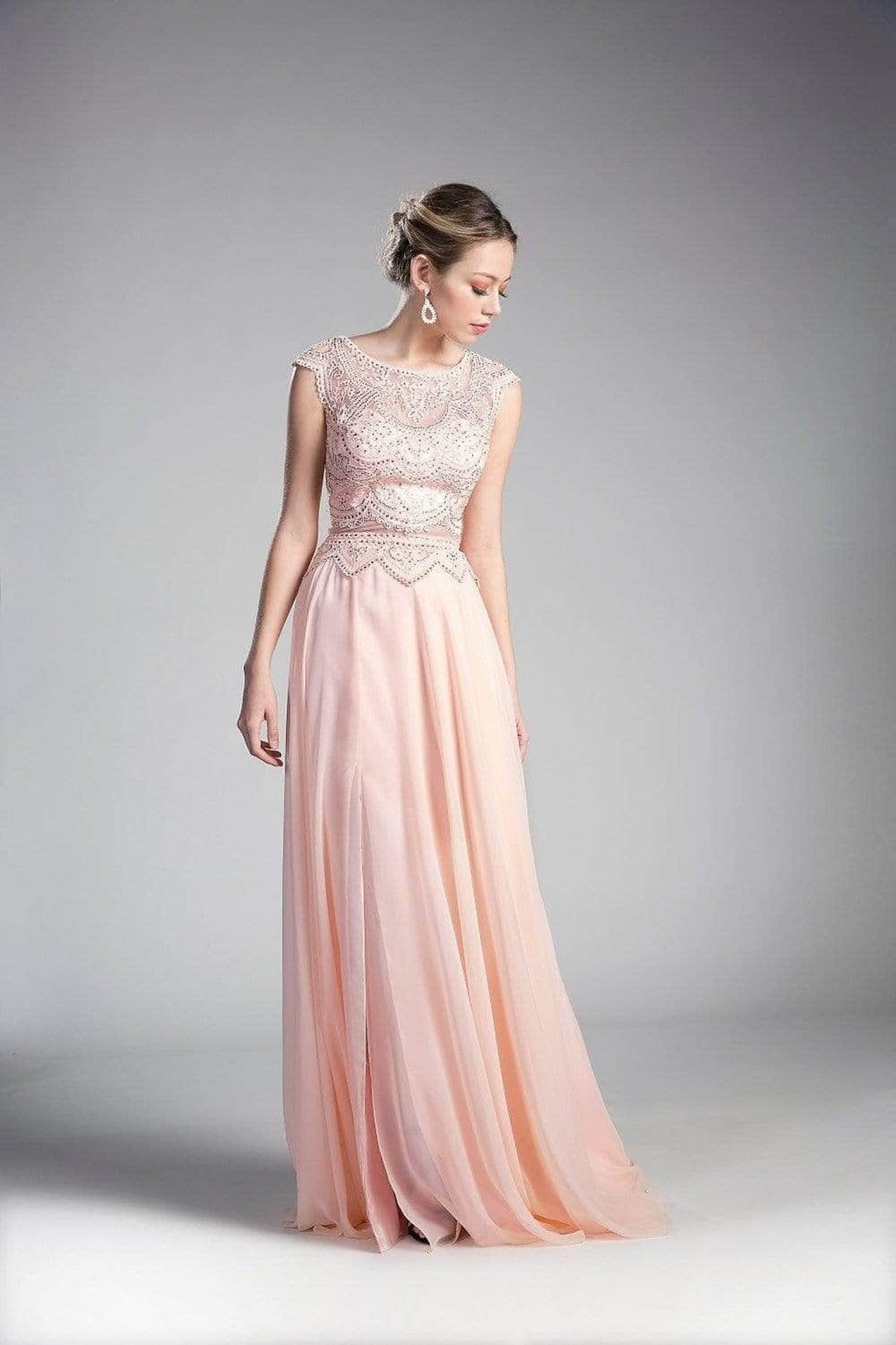 Ladivine CD0113 - Adorned Illusion Bateau A-line Dress