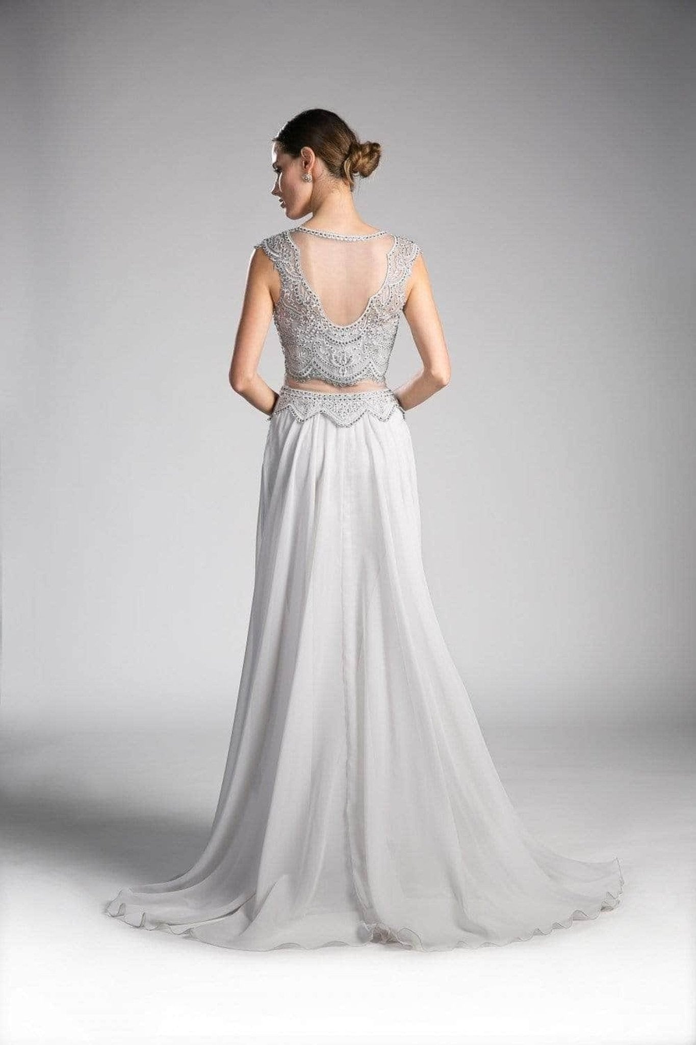 Ladivine CD0113 - Adorned Illusion Bateau A-line Dress - Silhouette Dresses