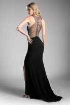 Ladivine CD0115 - Embellished Sheer Halter Fitted Dress