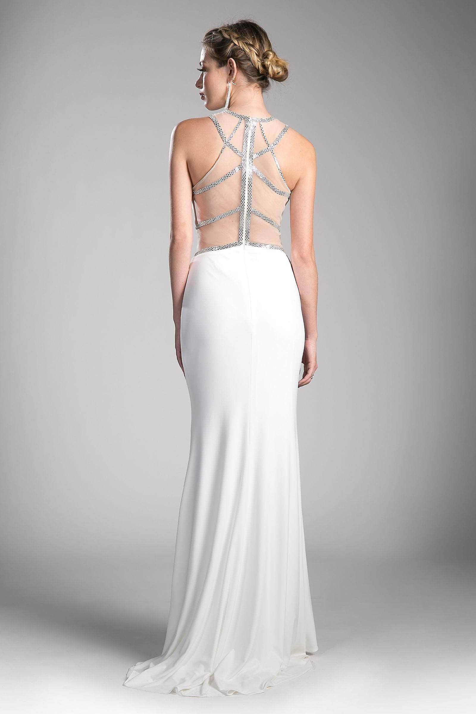 Ladivine CD0115 - Embellished Sheer Halter Fitted Dress