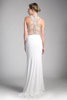 Ladivine CD0115 - Embellished Sheer Halter Fitted Dress