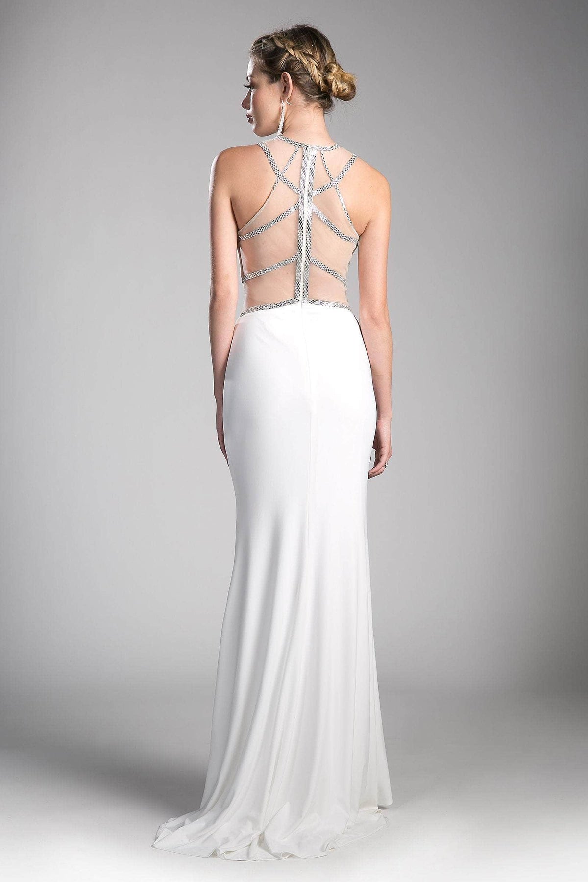 Ladivine CD0115 - Embellished Sheer Halter Fitted Dress