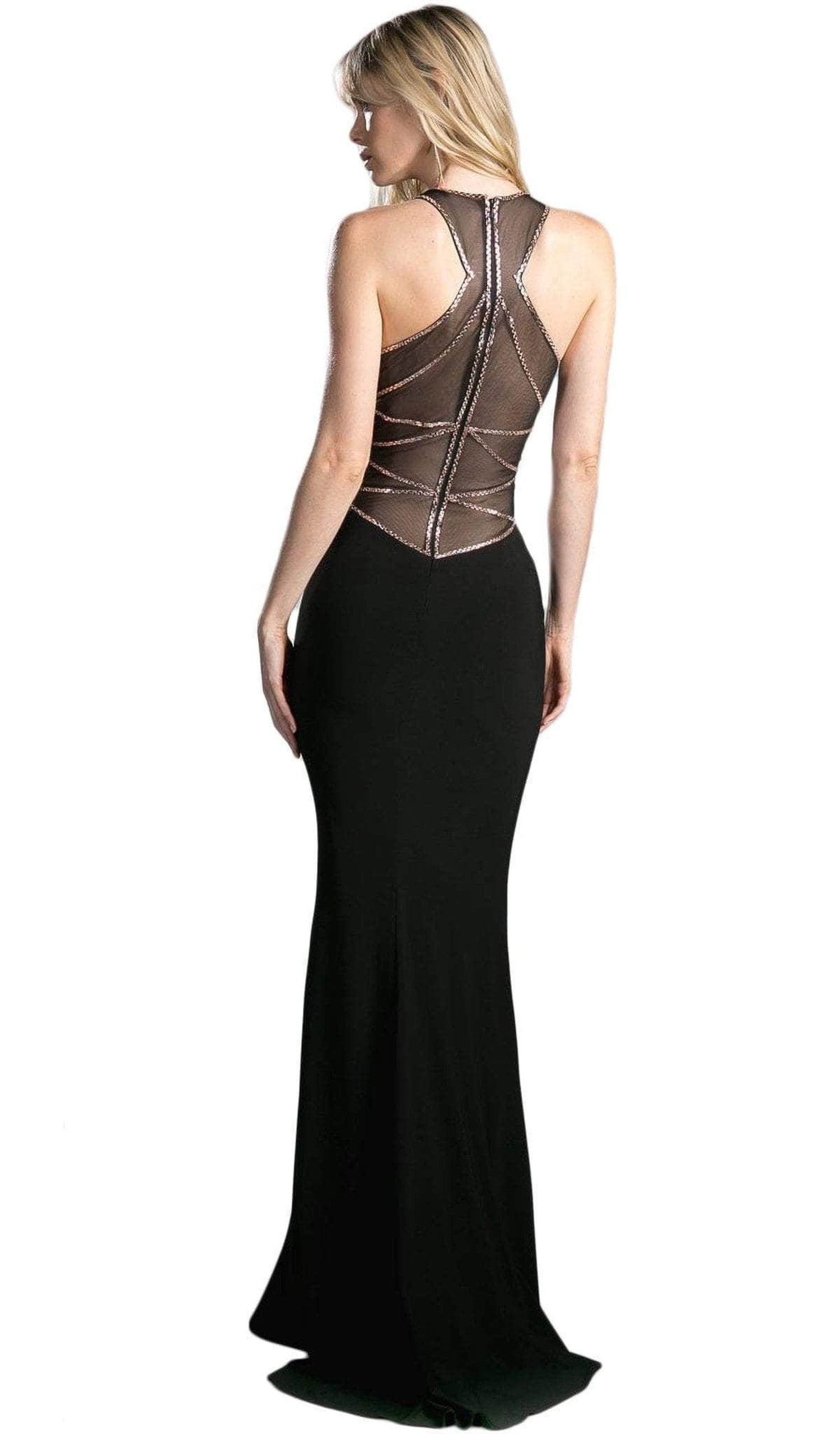 Ladivine CD0116 - Sleeveless Illusion Beaded Sheath Long Gown