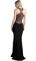 Ladivine CD0116 - Sleeveless Illusion Beaded Sheath Long Gown