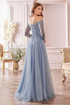 Ladivine CD0172 - Beaded Glitter A-Line Tulle Gown