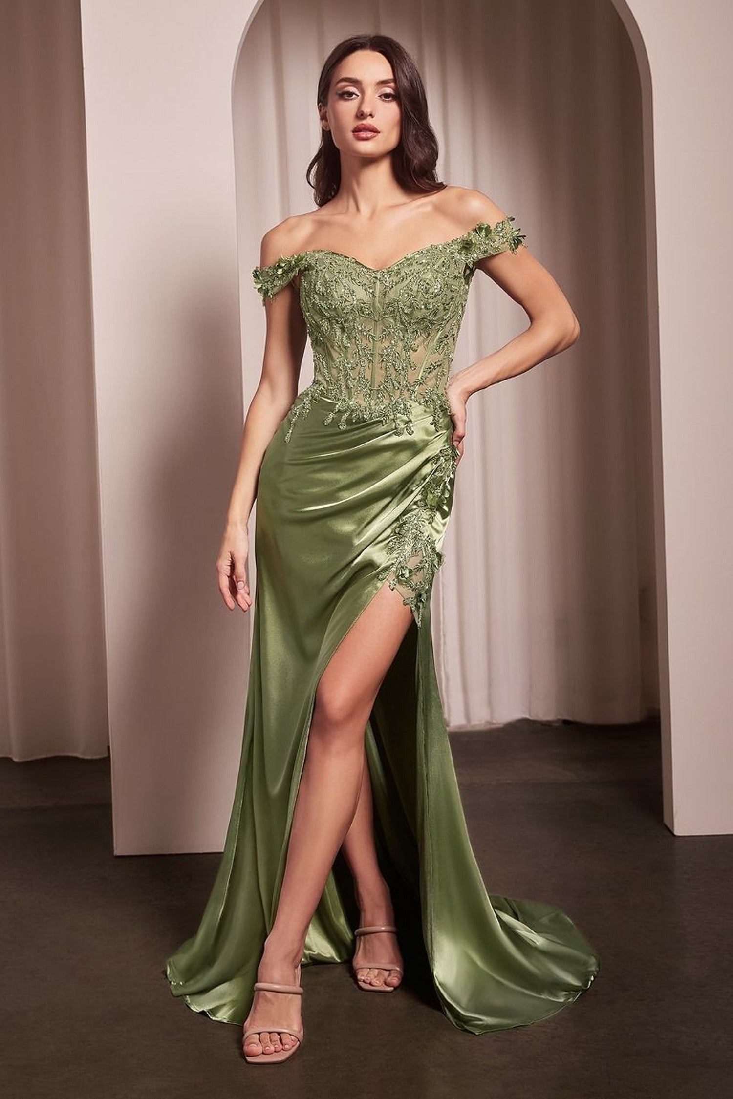 Ladivine CD0186 - Floral Off The Shoulder Prom Dress