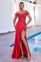 Ladivine CD0186 - Floral Off The Shoulder Prom Dress