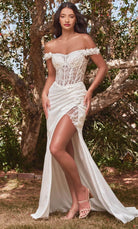 Cinderella Divine CD0186W - Sheer Lace Bodice Wedding Dress - Silhouette Dresses