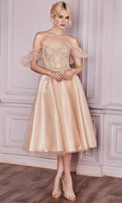 Ladivine CD0187 - Tea Length Corset Cocktail Dress