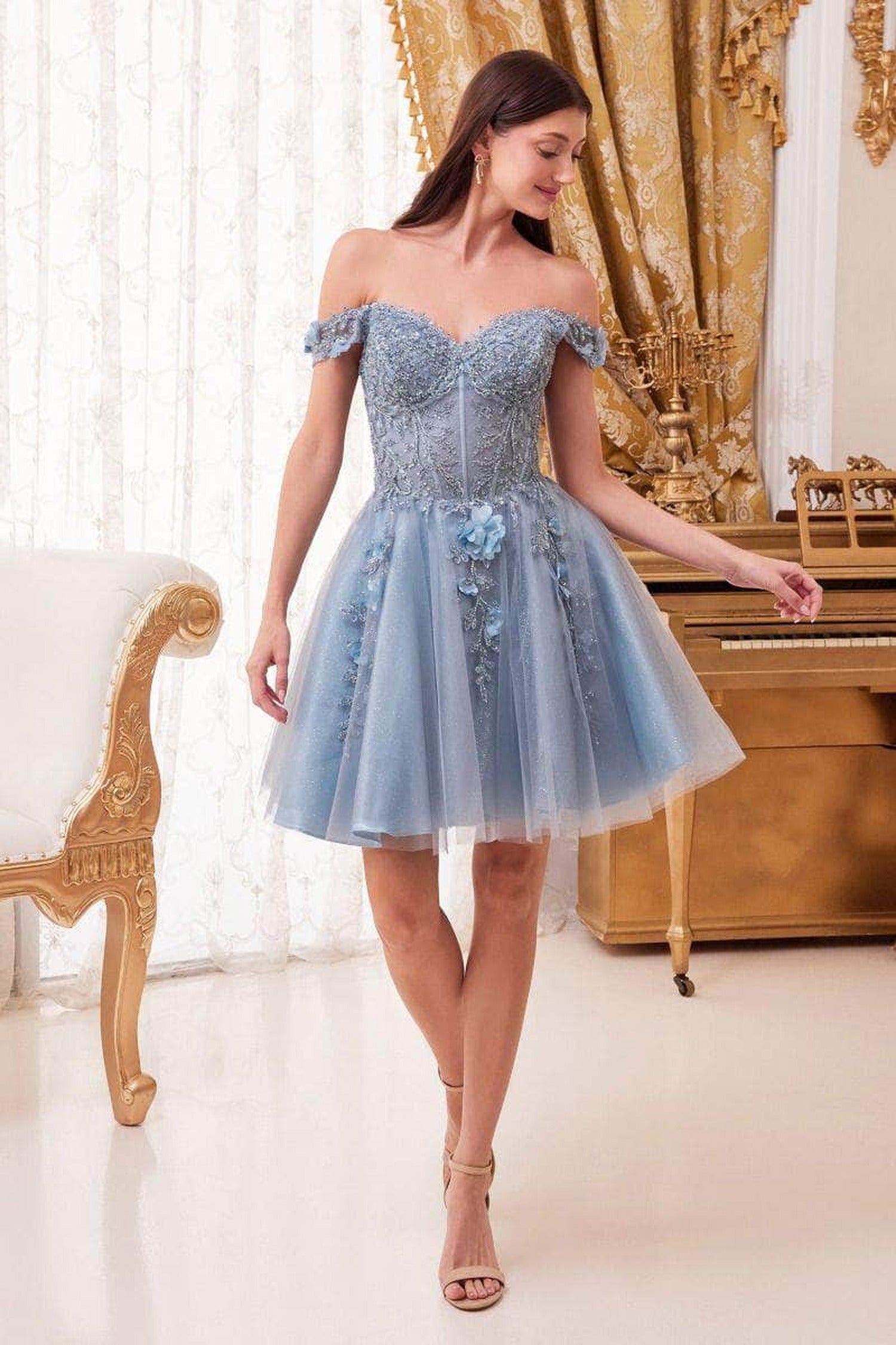 Ladivine CD0194 - Floral Short Prom Dress