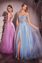 Ladivine CD0234 - Illusion Midriff Sweetheart Prom Gown