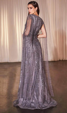 Ladivine CD0239 - Cape Sleeve Embellished Prom Dress